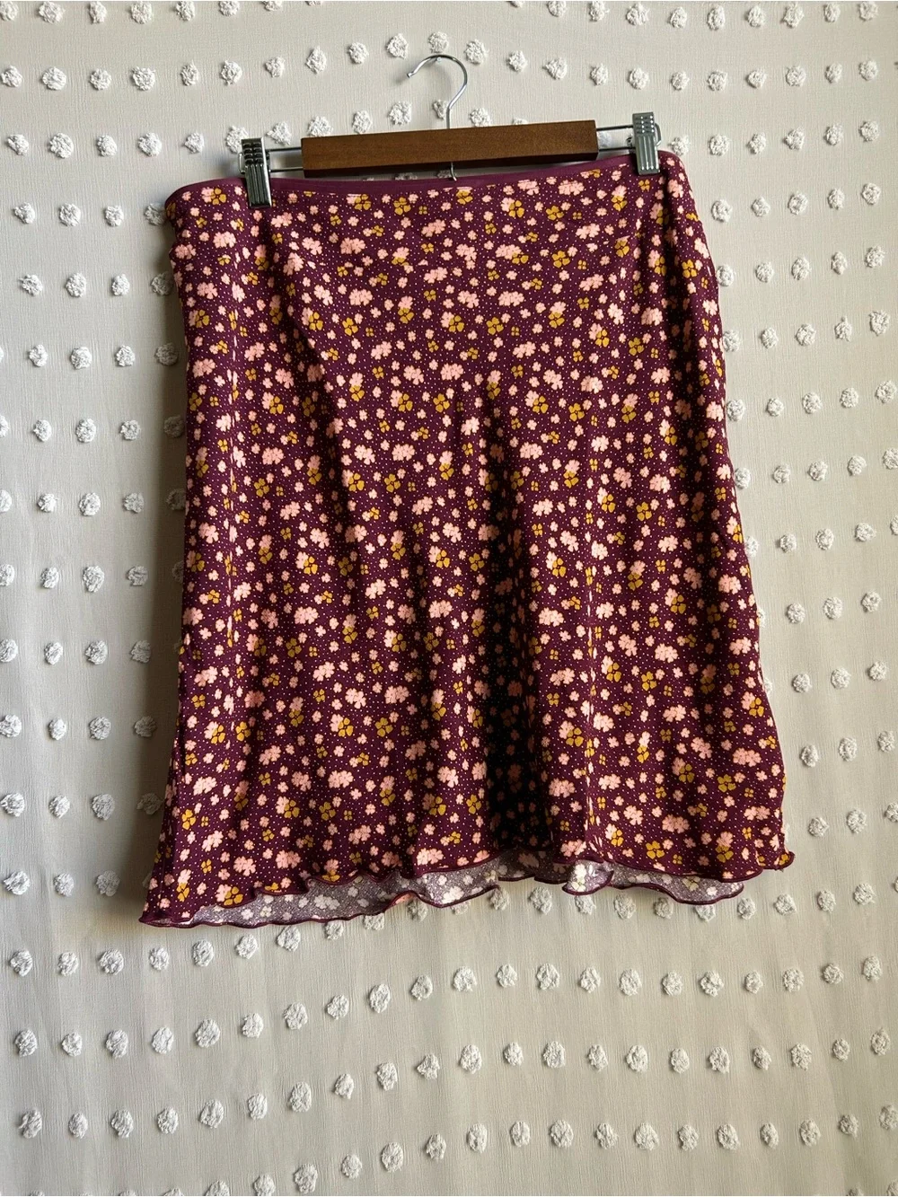 Free People Irl Floral Knee Length Slip Skirt Sz 14 Maroon